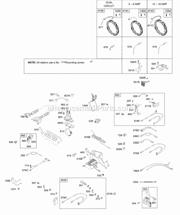 Page B Diagram and Parts List for 303447-1311-E1  Briggs and Stratton Engine